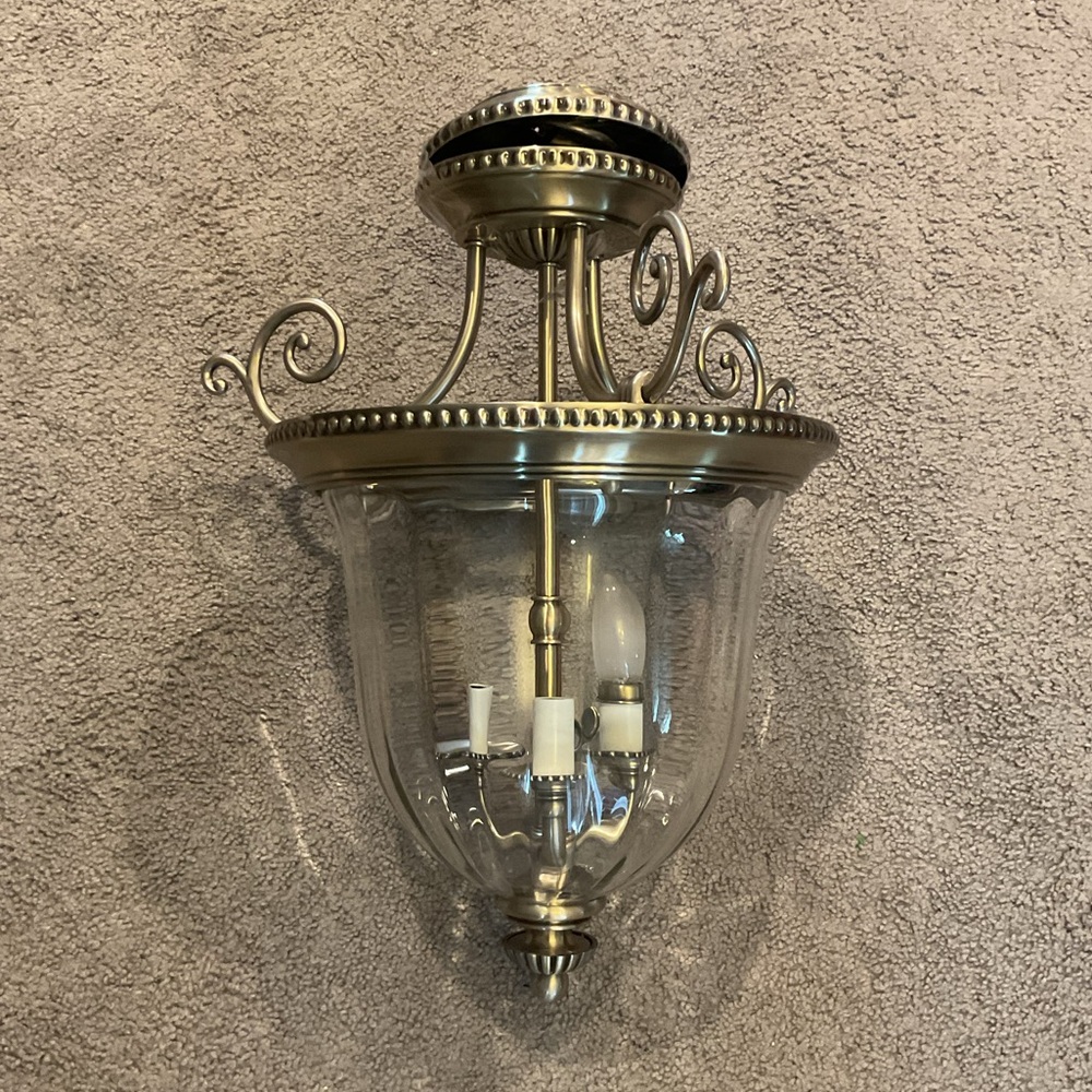 Luxurious Vintage 3-Light Large Pendant Pewter Chandelier Lighting Lamp X-Large